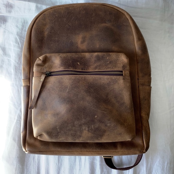 Genuine Buffalo Leather Backpack - Picture 1 of 4